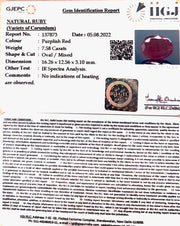 7.58/CT Natural Mozambique Ruby with Govt. Lab Certificate-(RUBY9U)